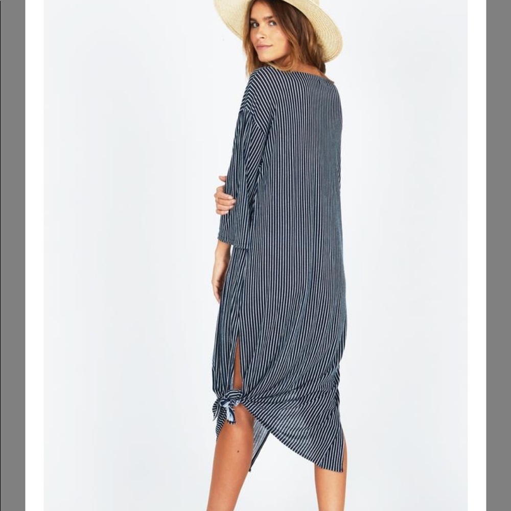 Amuse Society Navy and White Striped Linen Dress